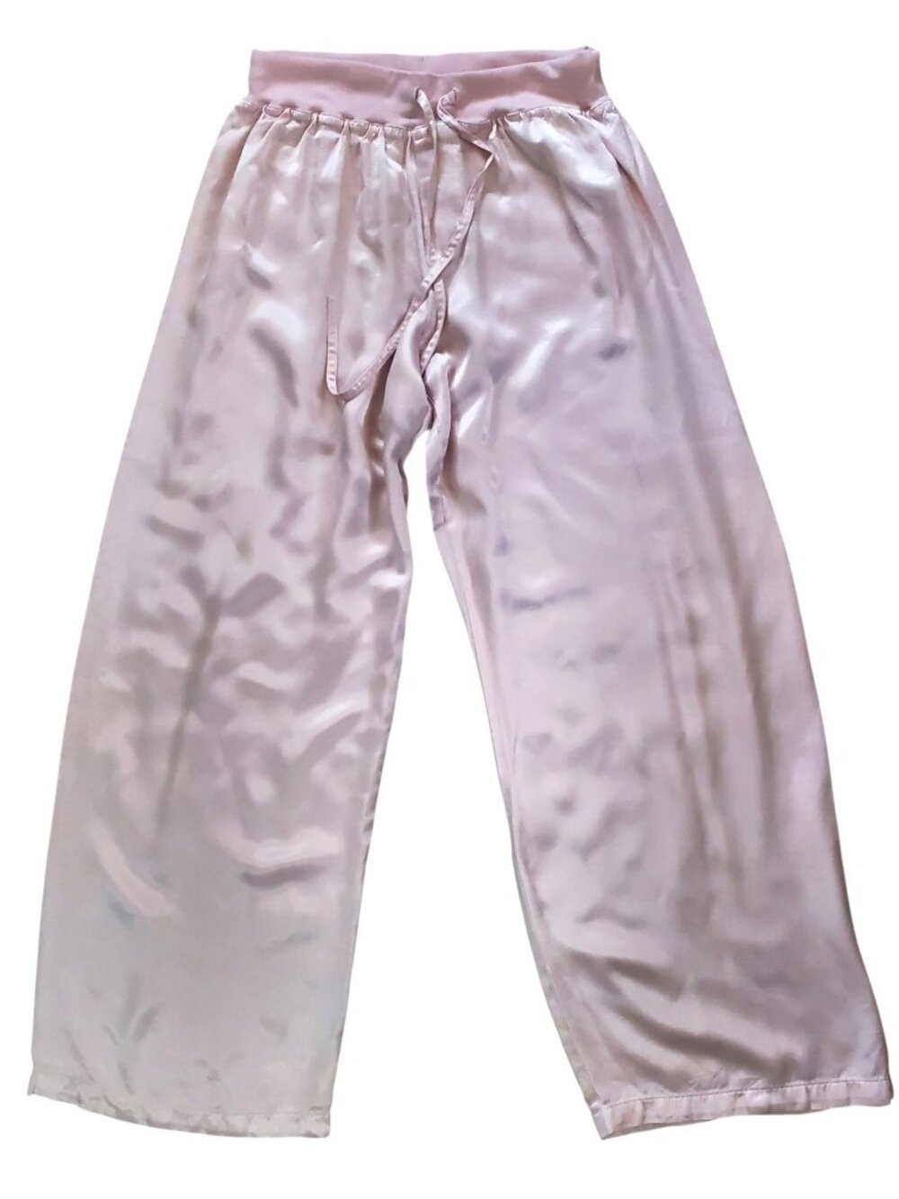Pj Harlow Pink Satin Wide Leg Silky Pajama Pants - Medium